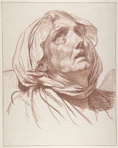 Jean-Baptiste Greuze, Head of an Old Woman Looking Up