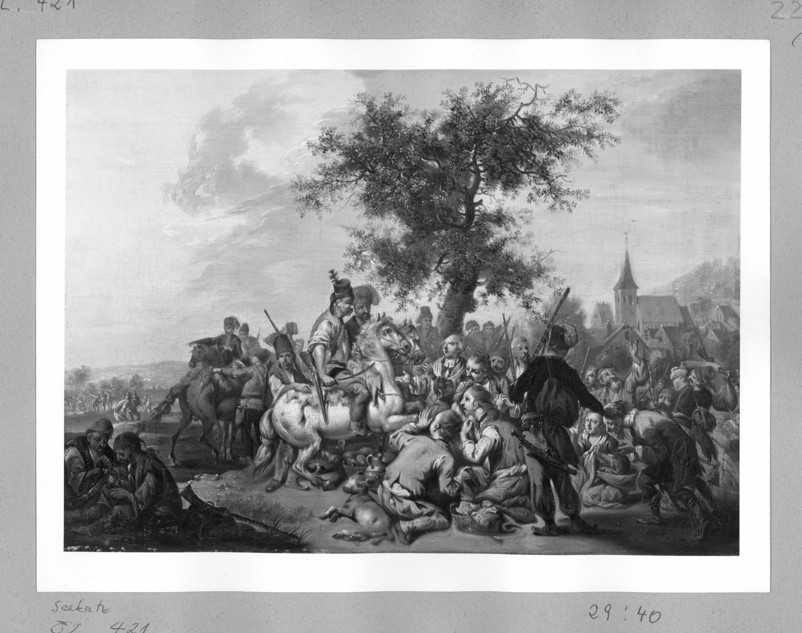 Johann Conrad Seekatz, plundering Pandures near a village
