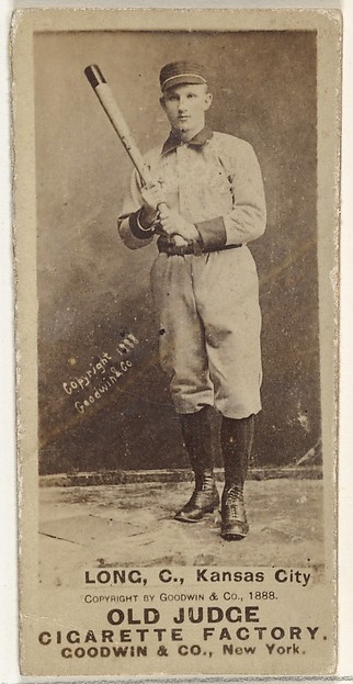 Goodwin & Company, Herman C. Long, Catcher, Kansas City Cowboys, from the Old Judge series (N172) for Old Judge Cigarettes