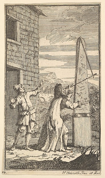 William Hogarth, Sidrophel Examining the Kite Through His Telescope (Seventeen Small Illustrations for Samuel Butler's Hudibras, no. 10)