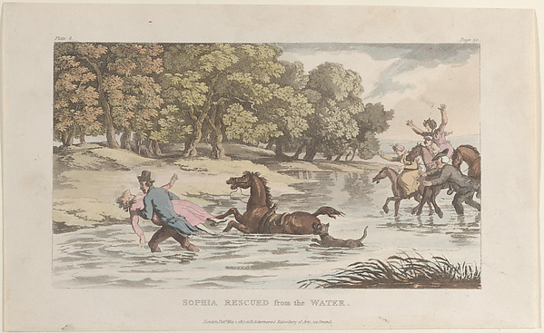 Thomas Rowlandson, Sophia Rescued from the Water, from "The Vicar of Wakefield"