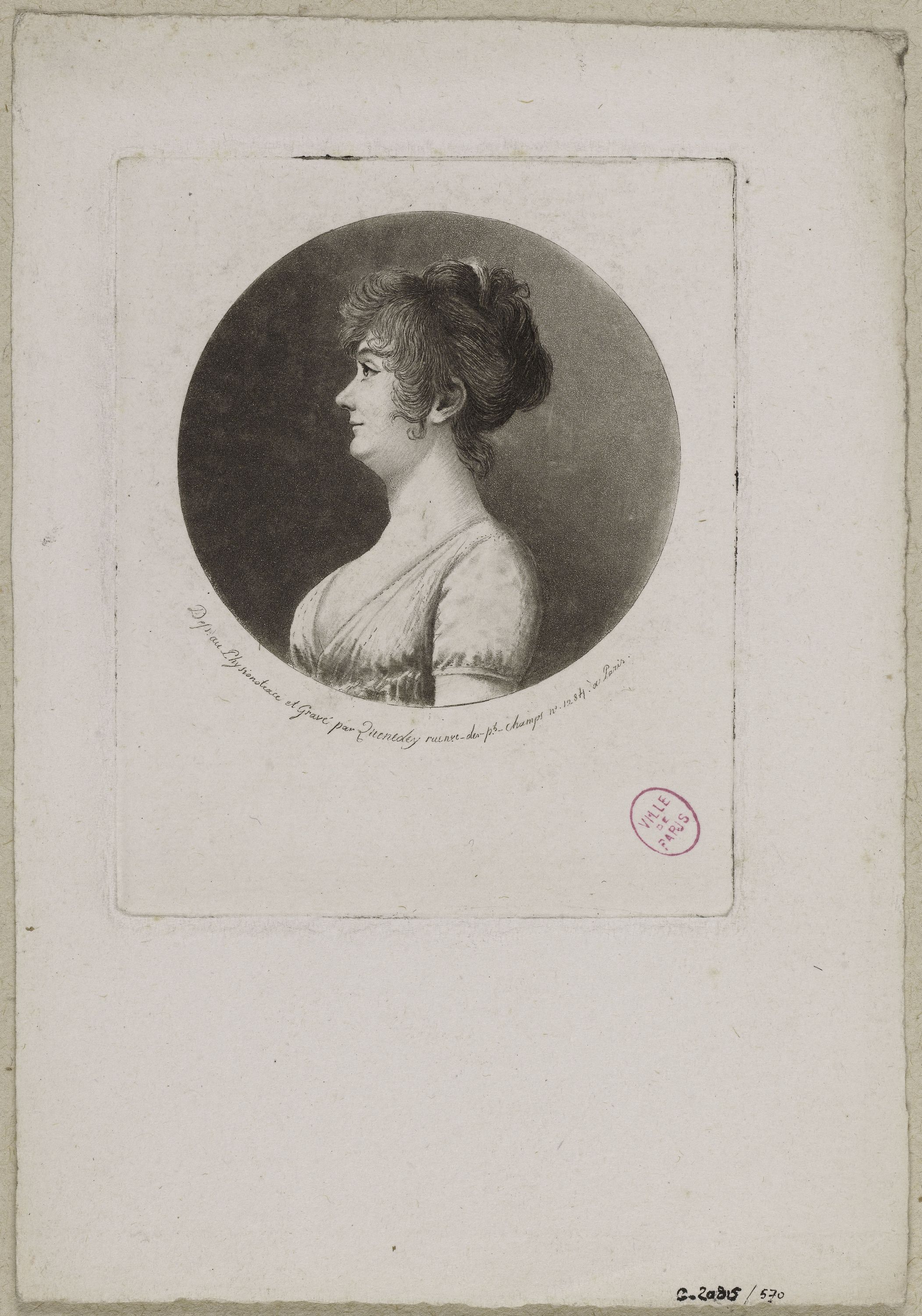 Edmé Quenedey, Portrait d'une femme, fin XVIIIème siècle/début XIXème siècle