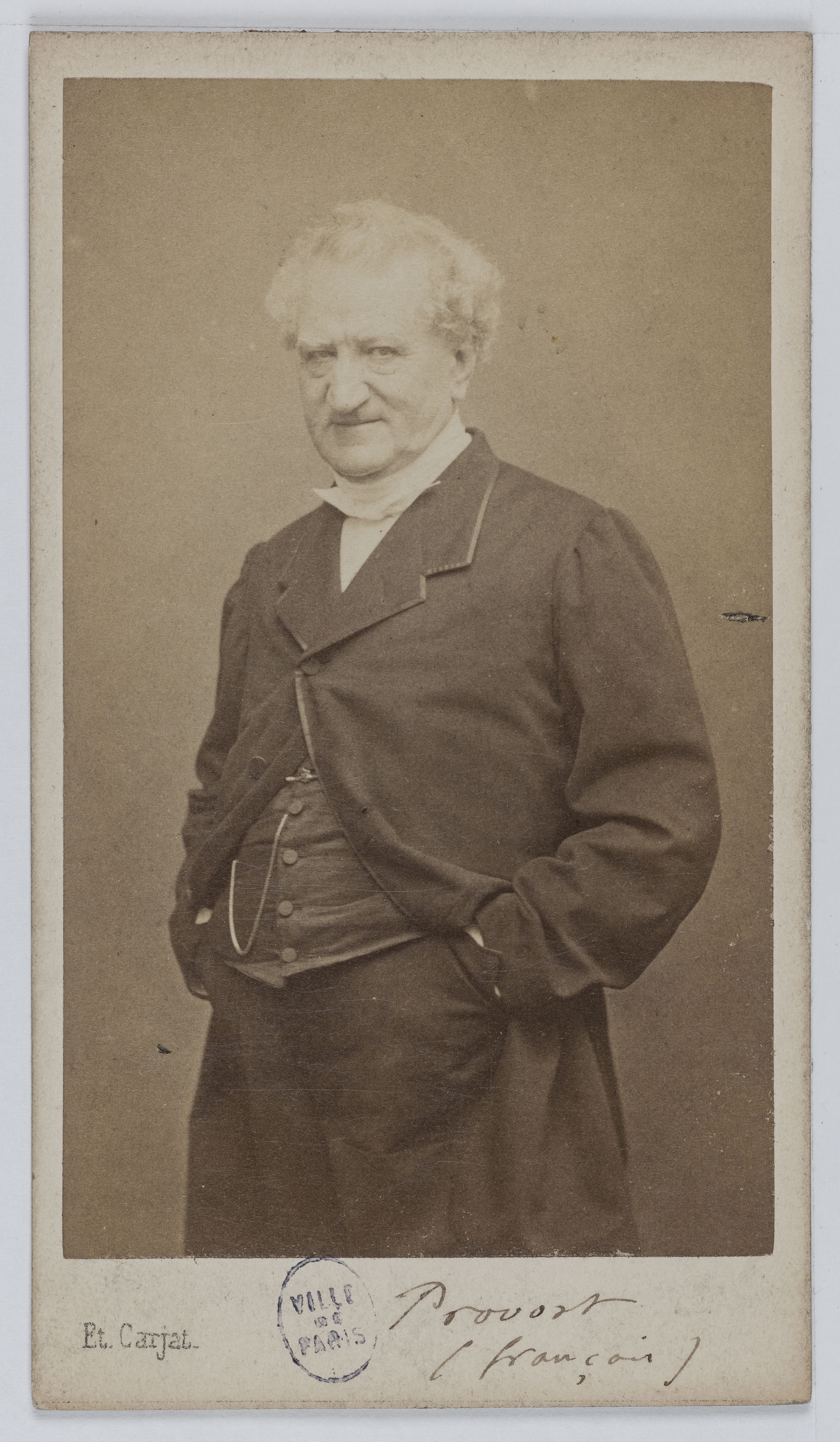 Carjat & Cie, Portrait de Jean-Baptiste François Provost (1798-1865), acteur de théâtre entre 1820 et 1864.