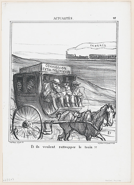 Honoré Daumier, They think they might be able to overtake the train!!!, from 'News of the day,' published in "Le Charivari"