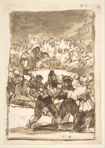 Goya (Francisco de Goya y Lucientes), A crowd forming a circle; page 42 from the "Images of Spain" album (F)