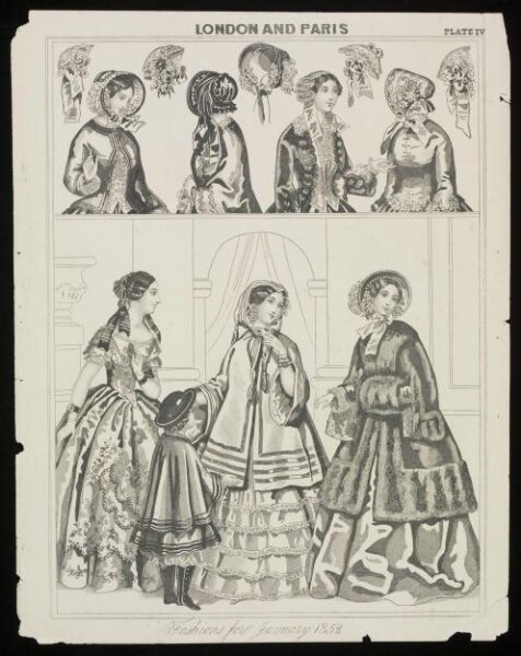 Unknown, London and Paris Fashions for January 1852