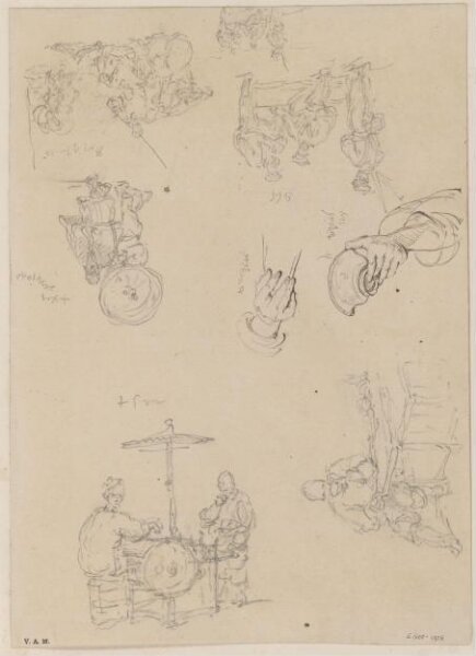 George Chinnery, Chinese figures, soldiers, and details of hands