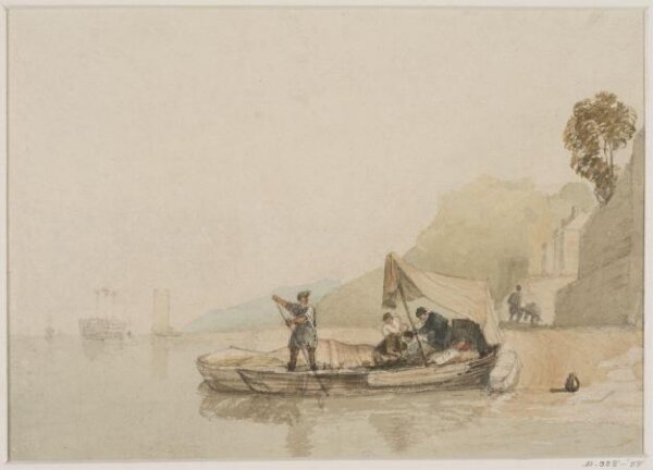 Augustus Wall Callcott, Coastal scene with boats and figures