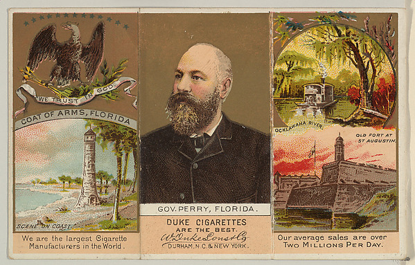 W. Duke, Sons & Co., Governor Perry, Florida, from "Governors, Arms, Etc." series (N133-2), issued by Duke Sons & Co.