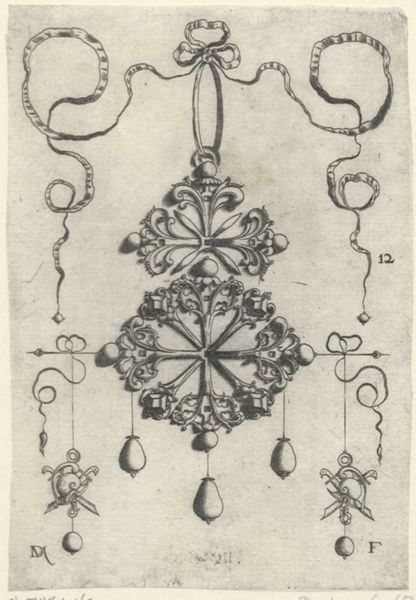 Mignot, Daniel, (active 1593-1596), (printmaker), Pendants in the form of wheels, stars and crosses: Pendant with two double crosses