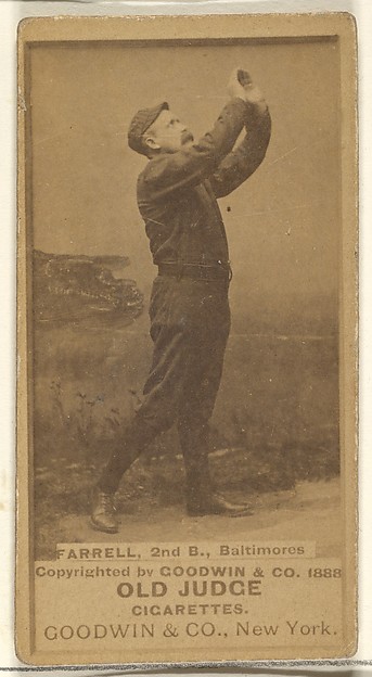 Goodwin & Company, Farrell, 2nd Base, Baltimore Orioles, from the Old Judge series (N172) for Old Judge Cigarettes