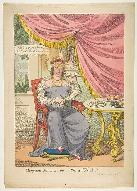 Anonymous, British, 19th century, Bergami Pears–or–Choice Fruit !!