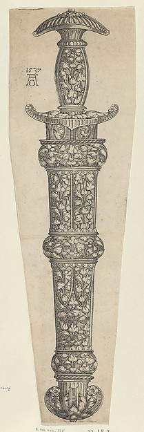 Heinrich Aldegrever, Dagger Sheath Decorated with Tendrils and Two Profiles