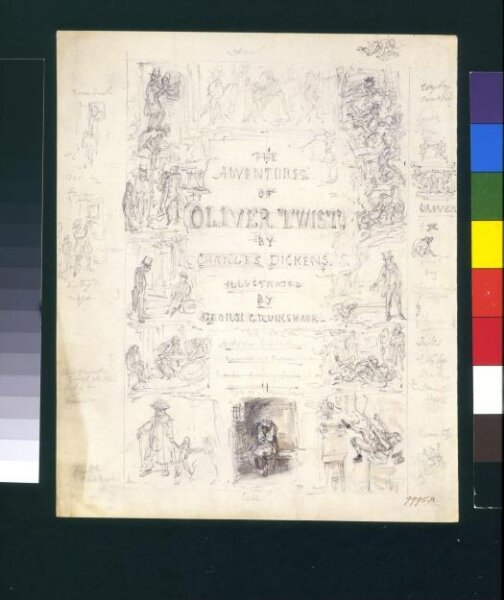 Cruikshank, George, Draft title page for Charles Dickens' Oliver Twist
