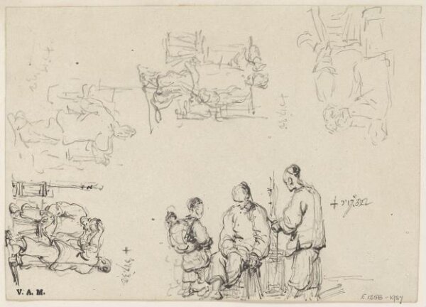 George Chinnery, Sketches of Chinese barbers and other figures