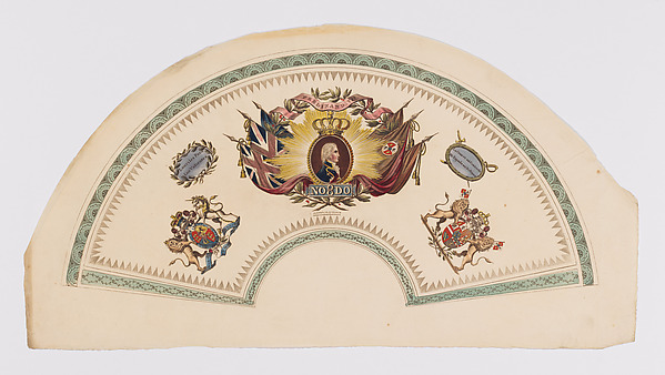 Anonymous, British, 19th century, Fan design in honor of Ferdinand VII, King of Spain