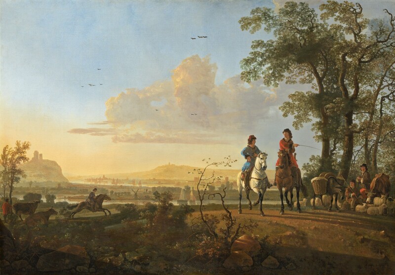 Aelbert Cuyp, Horsemen and Herdsmen with Cattle