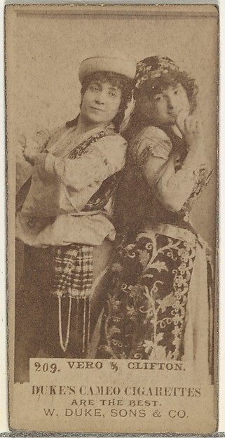 W. Duke, Sons & Co., Card Number 209, Vero and Clifton, from the Actors and Actresses series (N145-5) issued by Duke Sons & Co. to promote Cameo Cigarettes