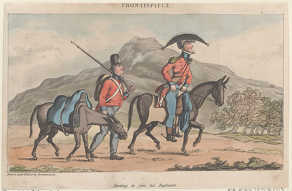 Thomas Rowlandson, Frontispiece: Starting to join his regiment