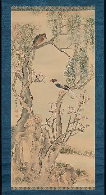 Yosa Buson, Birds in Willows and Blossoming Peach Tree