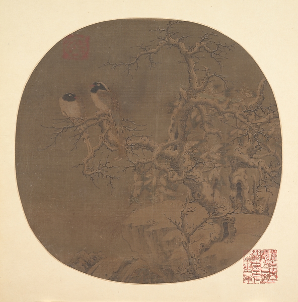 Unidentified artist, Two Birds on a Wintry Tree