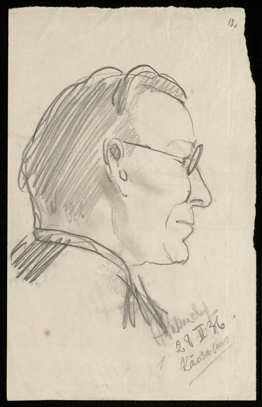 Charles August (author) Hindrey, Hindrey karikatuur H. Vaksast. 1936. Heino Vaksa kogu