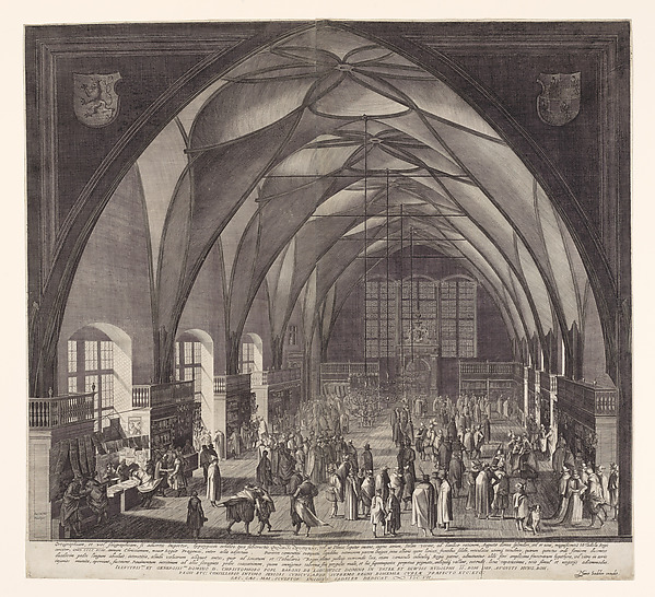 Aegidius Sadeler II, Interior View of Vladislav Hall at Prague Castle during the Annual Fair