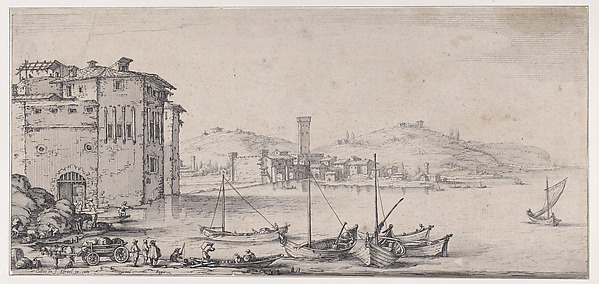 Jacques Callot, L'Embarquement des Marchandises (The Embarkation of Goods), from Paysages Gravés pour Jean de Médicis appelées aussi Paysages Dessinés a Florence, Vues de Florence, Paysages d'Italie, et Paysages Définitifs (Landscapes Engraved for Giovanni de'Medici, Landscapes Designed in Florence, Views of Flore…