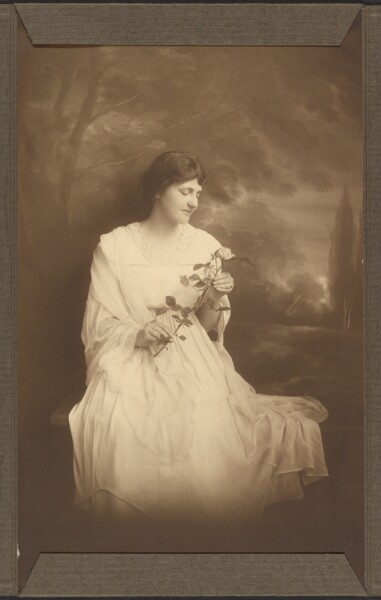 Louis Fleckenstein, [Portrait of a Woman Seated Before Pastoral Scene with Rose]