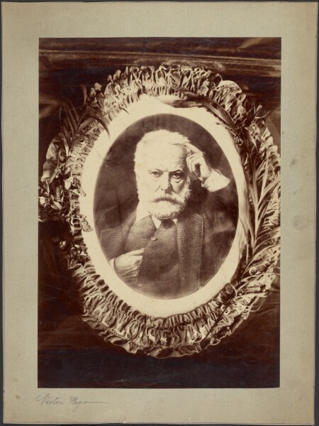 Unknown, [Portrait of Victor Hugo framed by wreath]