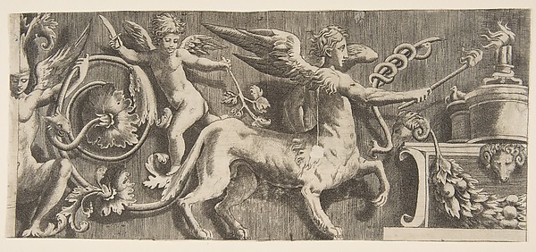 Giulio Bonasone, Ornament frieze with winged Centaur