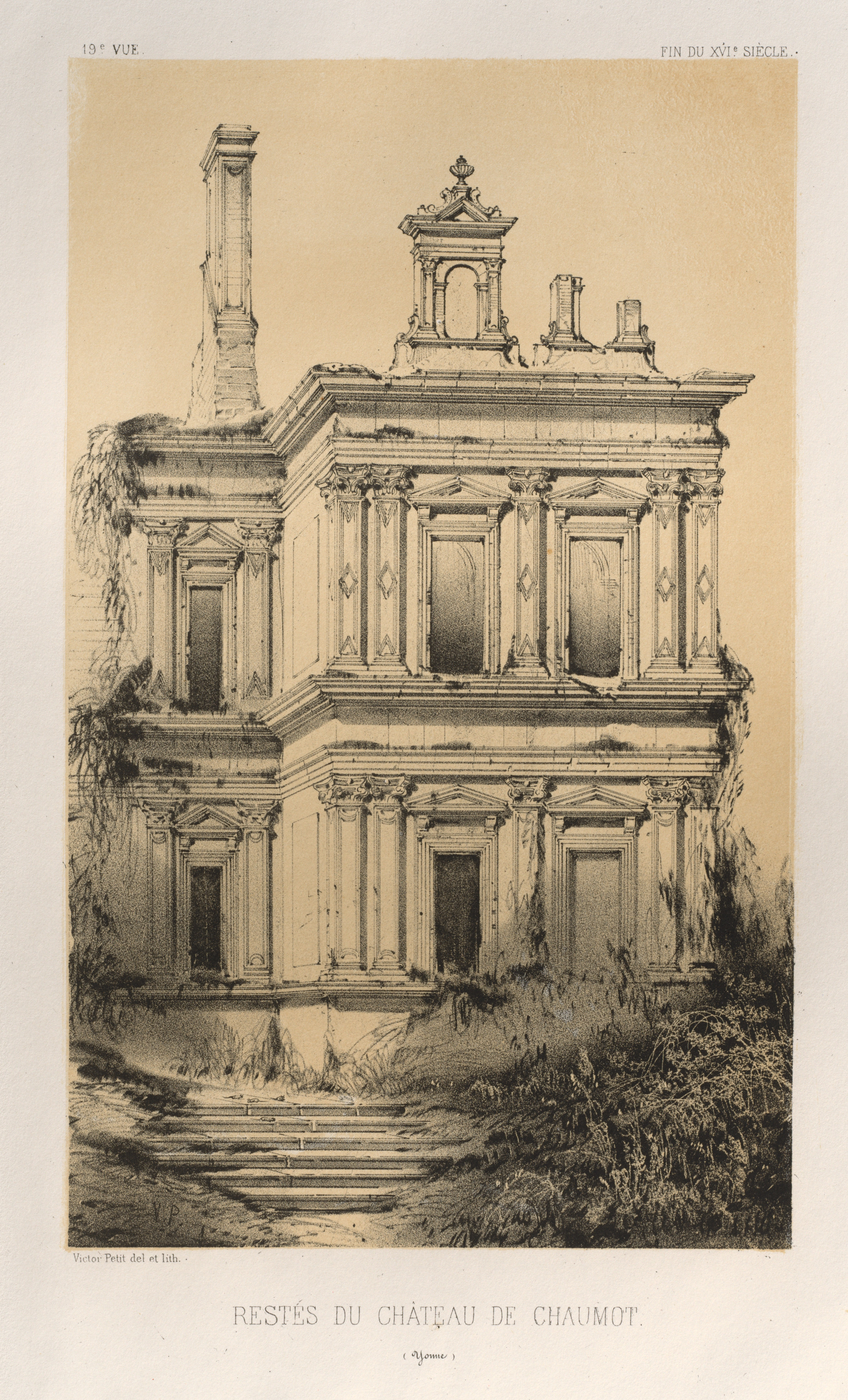 Victor Petit, Architecture Pittoresque ou Monuments des xveme. Et xvieme. Siecles: Chateaux De France des XV et XVI Siecles: Pl. 19, Restes Du Chateau De Chaumot (Yonne)