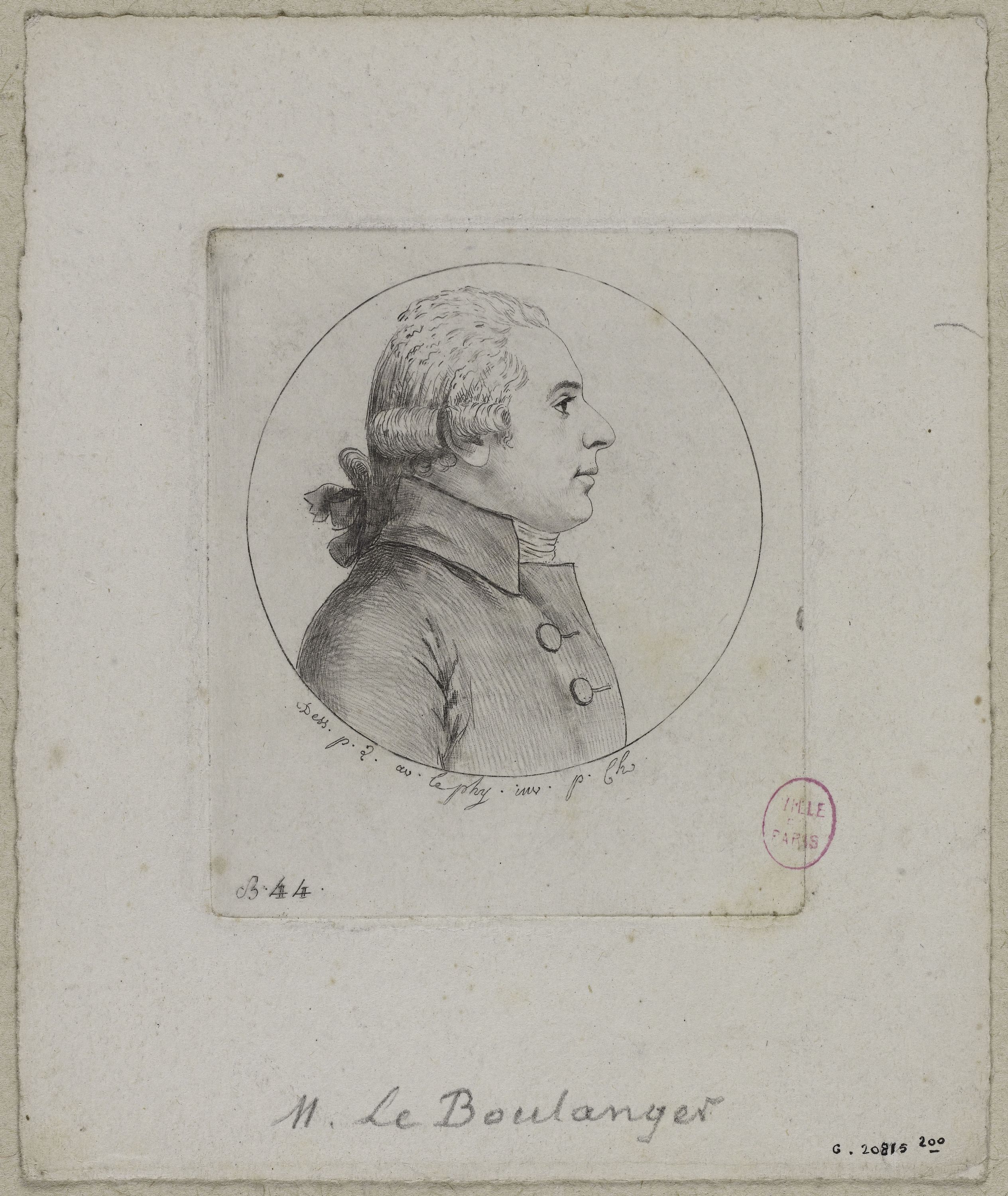Edmé Quenedey, Portrait de Monsieur Le Boulanger