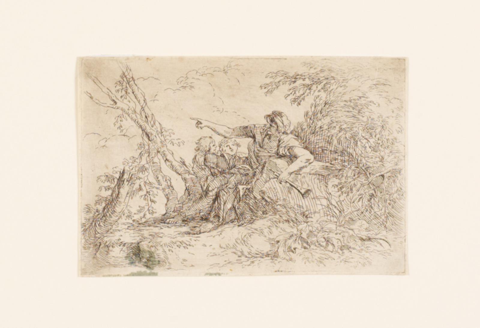 Salvator Rosa, Hyrde og to børn i et landskab