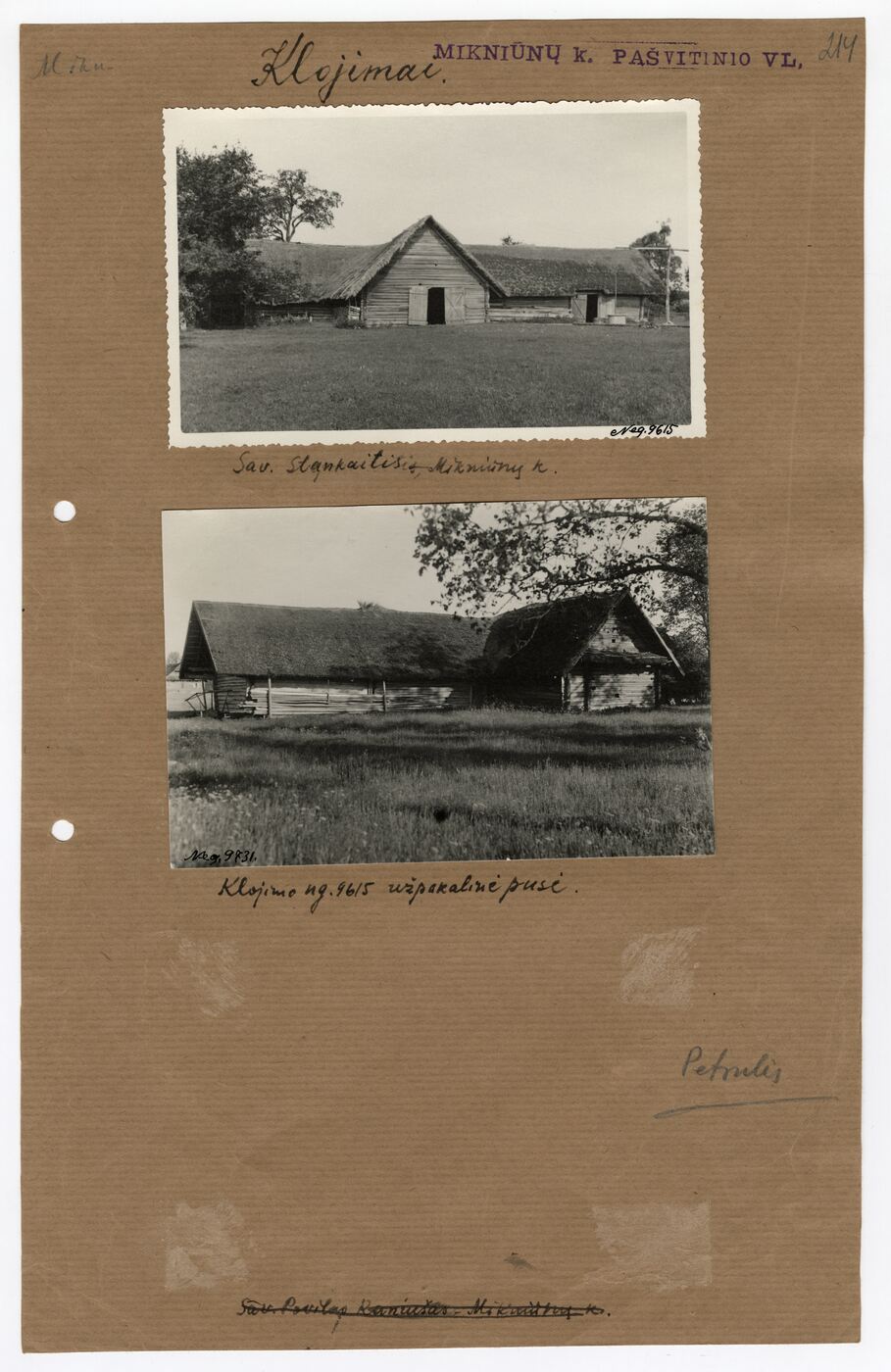 Stasys Ivanauskas, Archyvinės bylos Nr. 84 lapas 263. Šiaulių apskr., Pašvitinio vlsč., Mikniūnų k., Alfonso Stankaičio sodybos klojimo fotografijos
