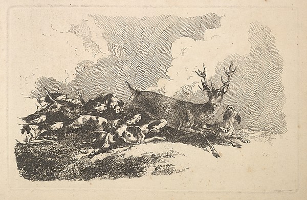 Thomas Rowlandson, Hounds Hunting a Stag