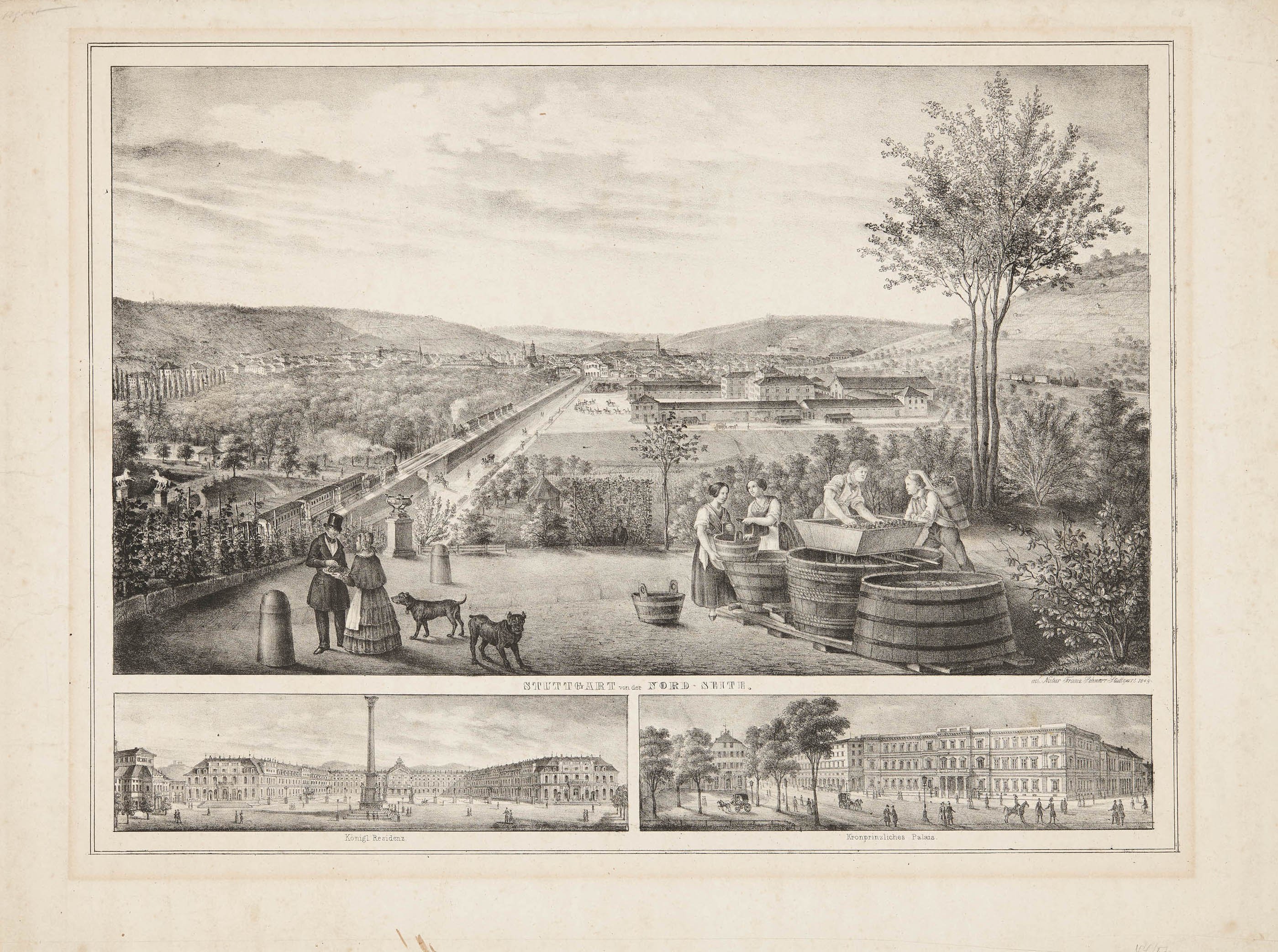 Franz Schnorr, "Stuttgart von der Nord-Seite" 1849