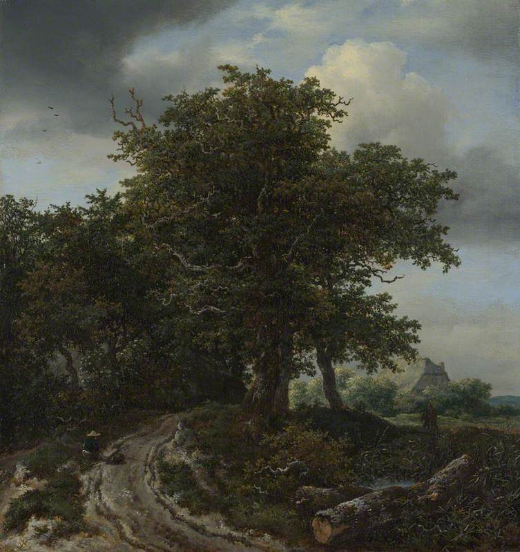 Jacob van Ruisdael, A Road winding between Trees towards a Distant Cottage