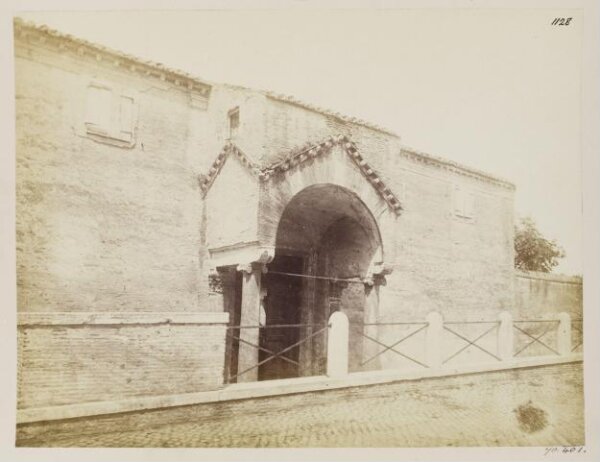 Parker, John Henry, Churches - Porch of the Church and Monastery of S. Clement, c. A.D. 1150, inserted in an earlier wall. The bronze rods for curtains remain.