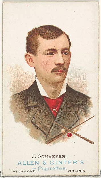 Allen & Ginter, Jacob Schaefer, Billiard Player, from World's Champions, Series 1 (N28) for Allen & Ginter Cigarettes