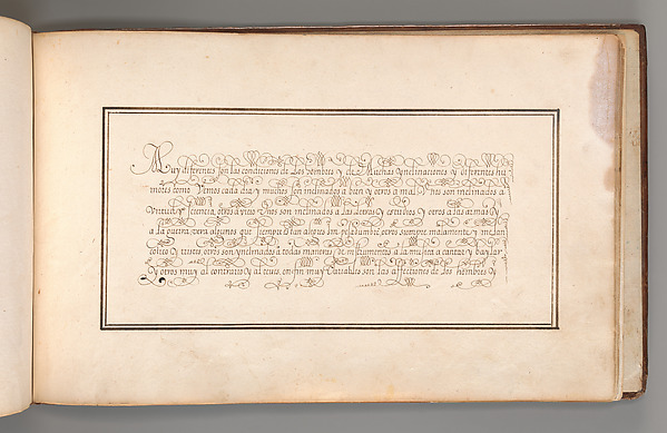 Anonymous, Calligraphic Exercise in Spanish