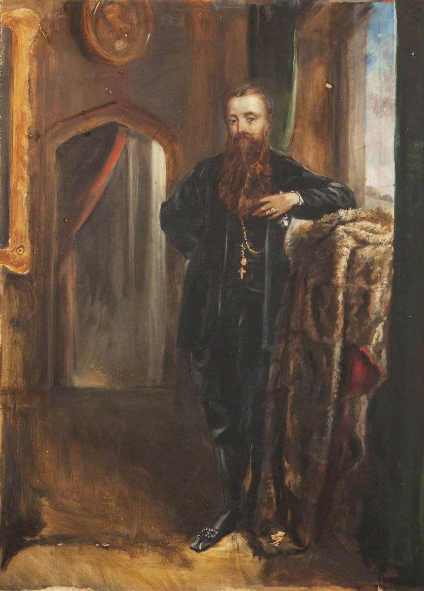 Rebecca Dulcibella Orpen, Edward Heneage Dering (1826-1892), standing in an interior at Baddesley Clinton