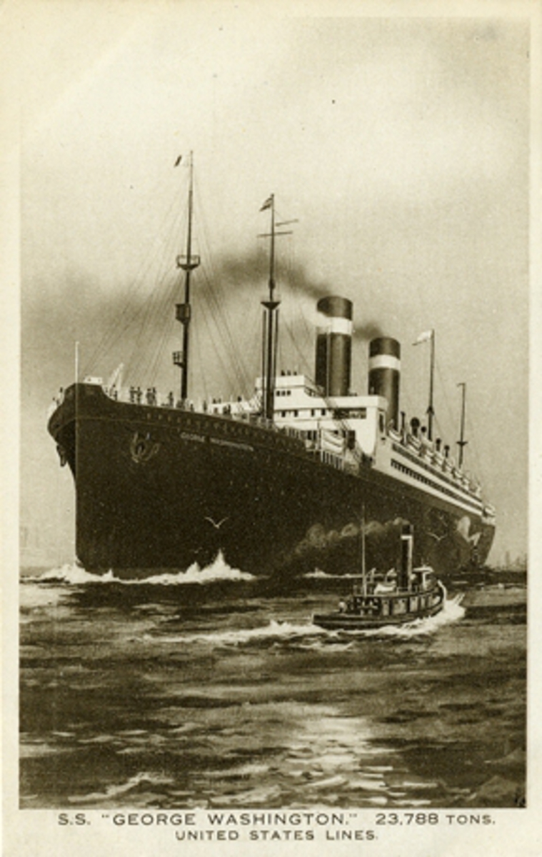 Okänd fotograf, S.S. Georg Washington. 23.788 tons. United States Lines. W.H. Smith & Son. the Arden Press, Stamford Street, London, S.E.1