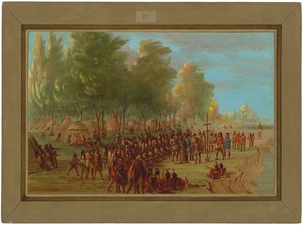 George Catlin, La Salle Erecting a Cross and Taking Possession of the Land.  March 25, 1682