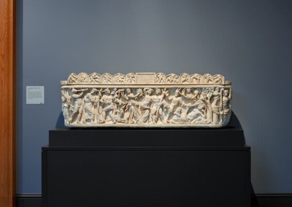 Unknown, Sarcophagus and Lid; 19th Century Crouching Lion Supports