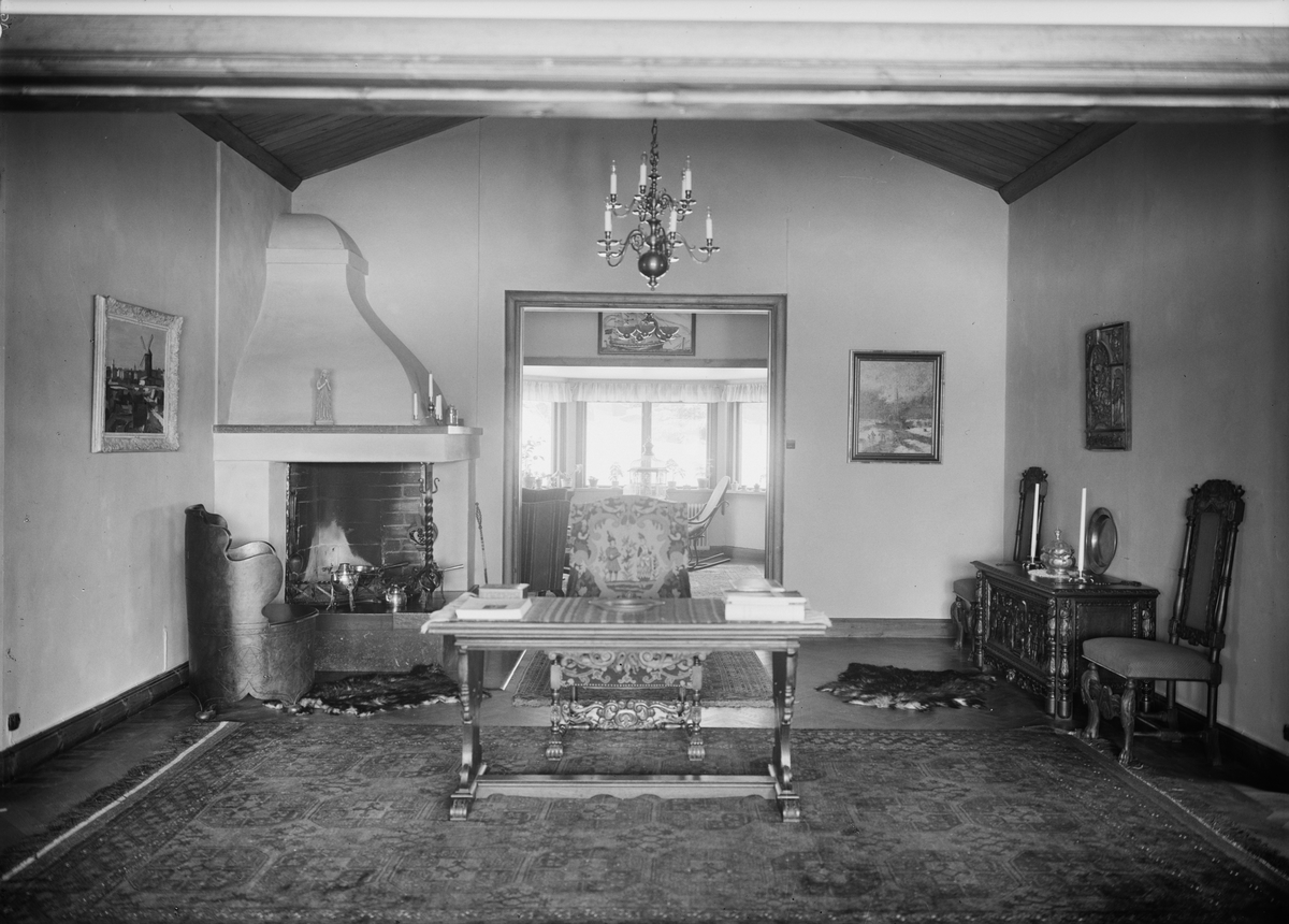 Paul Sandberg, Bostadsinteriör - byggmästaren Anders Diös villa, Vårdsätravägen, kvarteret Aspen, Graneberg, Sunnersta, Uppsala 1935
