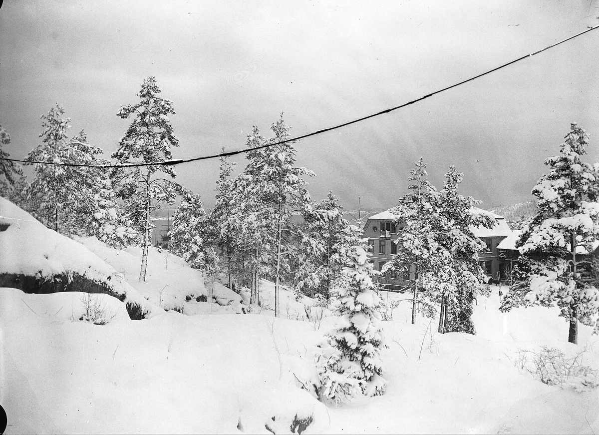 Axel Quinsgaard Wiborg, Vinterbilde med våningshuset på Digerud, Frogn, Akershus, 1908.
