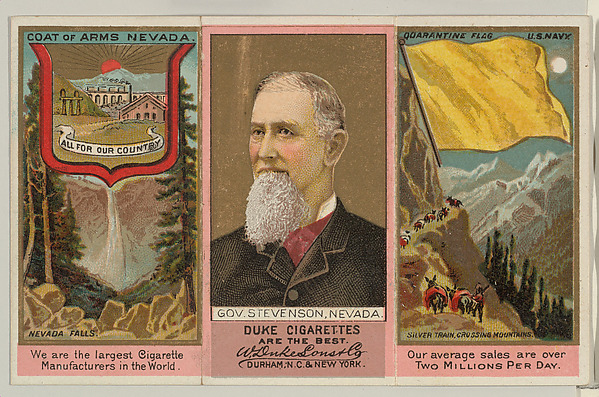 W. Duke, Sons & Co., Governor Stevenson, Nevada, from "Governors, Arms, Etc." series (N133-2), issued by Duke Sons & Co.