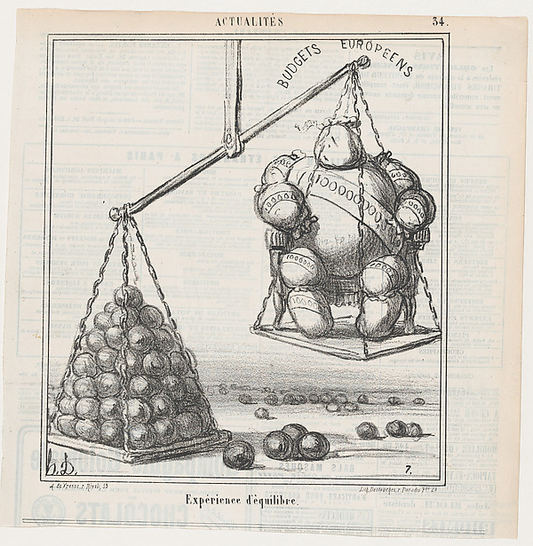 Honoré Daumier, An experience with equilibrium, from 'News of the day,' published in "Le Charivari"