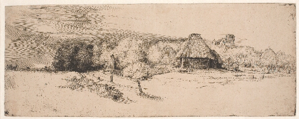 Rembrandt van Rijn, Landskab med træer, bondegårde og et tårn
